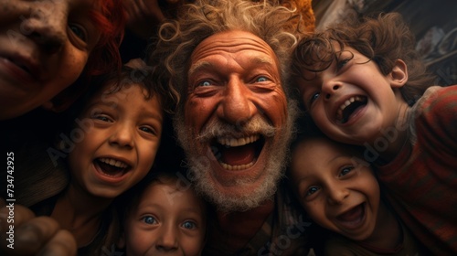 Generative AI image of happy family closeup