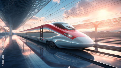 Digital high speed railway bullet train photo