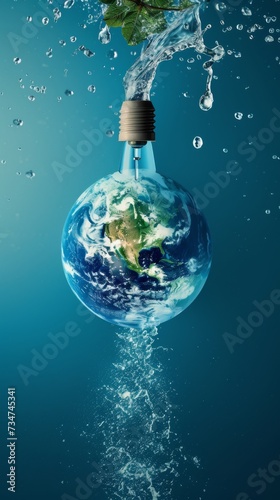 Bulb in shape of earth filled with water