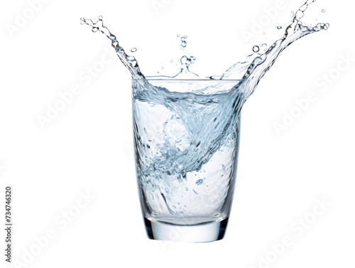 a glass of water splashing