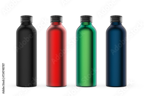 Metal Water Bottle 1 L multicolor 3D render for mockup
