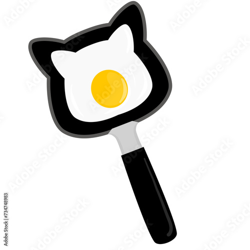cute fried egg on the frying pan