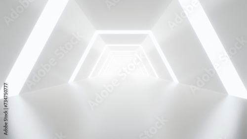 abstract white futuristic geometric tunnel architecture