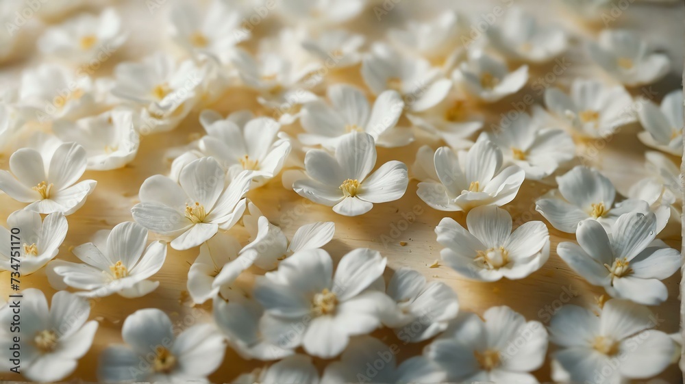 Background of white flower petals, close up from Generative AI Background of white flower petals, close up from Generative AI