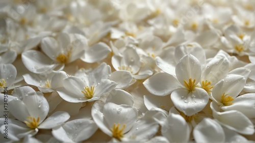 Background of white flower petals, close up from Generative AI