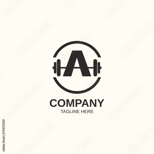 Letter A and Barbell logo icon design idea for company, website, store, media. Vector EPS 10