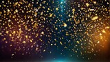 Shiny bright stars and confetti falling on stage, sparkling glowing gold concept abstract background from Generative AI