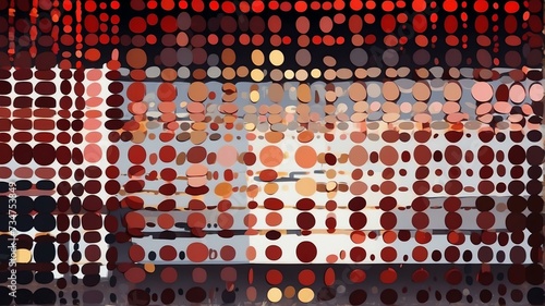 Abstract burgundy red colored gradient dots on plain black background from Generative AI