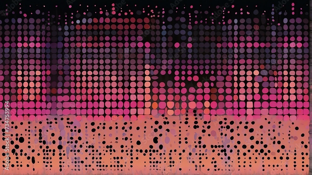 Abstract pink gradient dots on plain black background from Generative AI