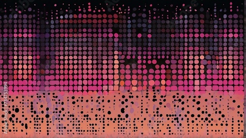 Abstract pink gradient dots on plain black background from Generative AI