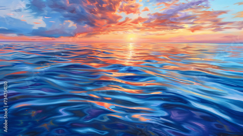 Background of clear water ripples at sunset.