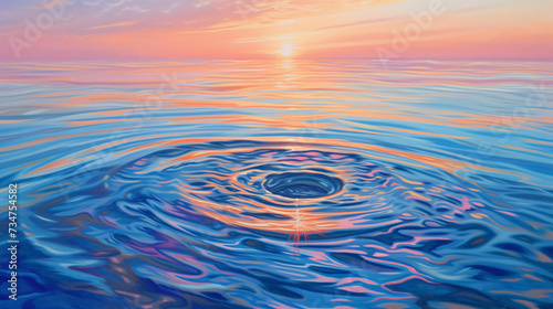 Background of clear water ripples at sunset.