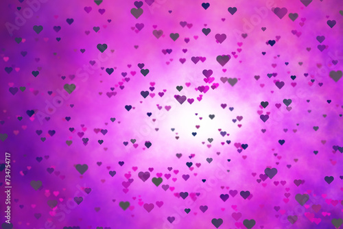 Beautiful violet pink hearts illustration background. Valentine's day holidays copy space greeting card.