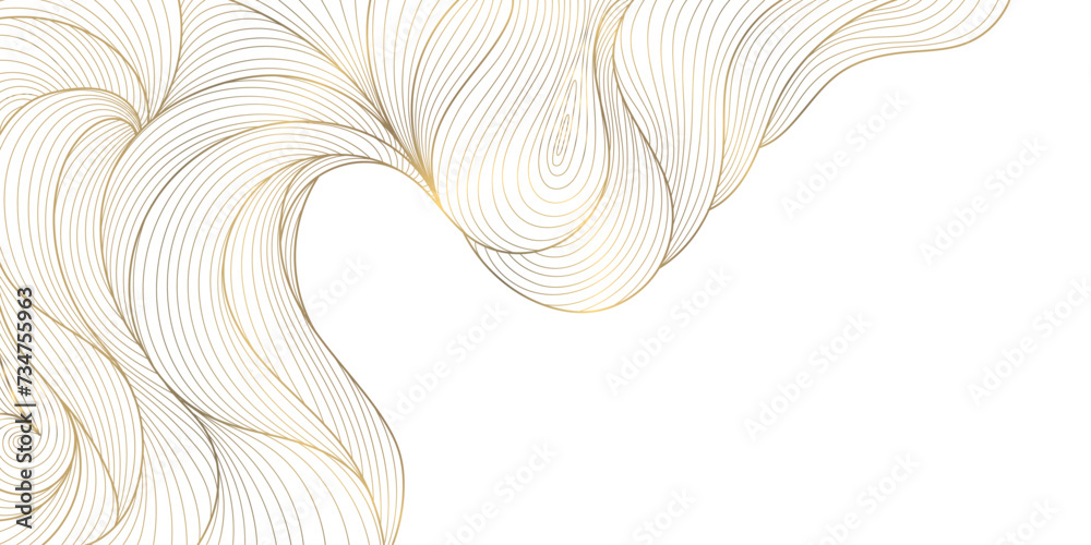 © marylia17 - Vector line gold background, luxury design texture. Flow elegant curve graphic. River, ocean dynamic banner