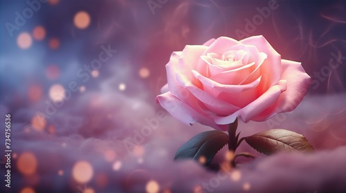 background backdrop with pink rose on the soft light and bokeh background