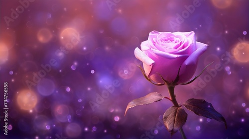 background backdrop with a purple rose on the soft light and bokeh background