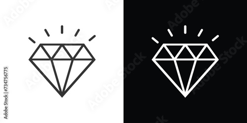 shine diamond icon on black and white
