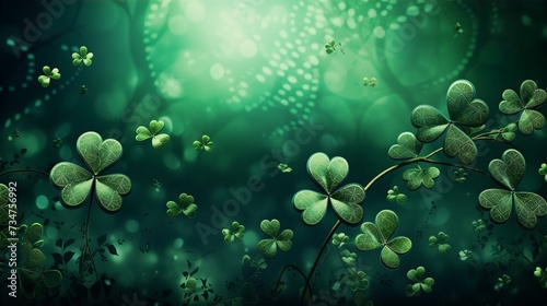 background backdrop with Shamrock leaves on green background