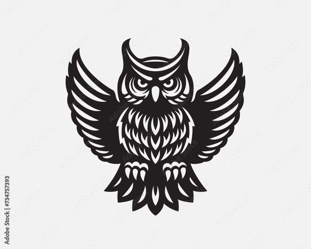 Obraz premium Owl logo. Night bird emblem design editable for your business. Vector illustration.