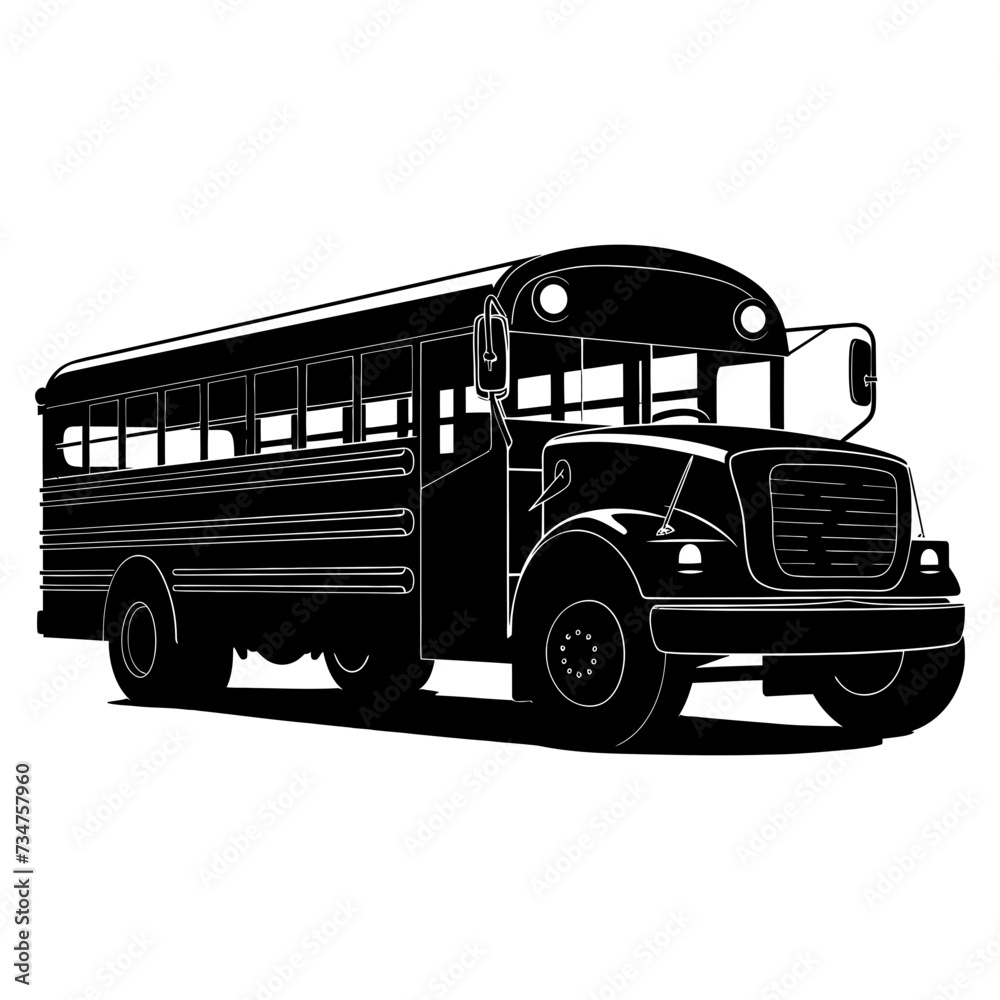 Silhouette school bus black color only