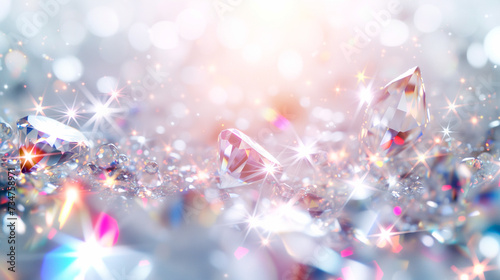 Blurred  background whith  scattered diamonds photo