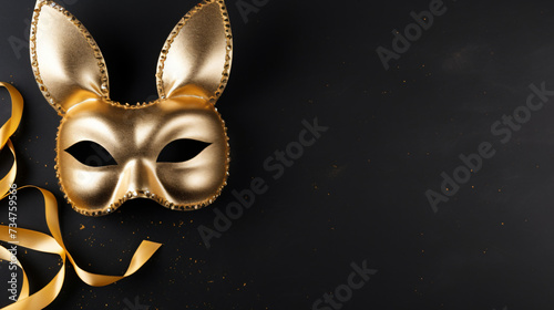 Easter background with gold bunny mask