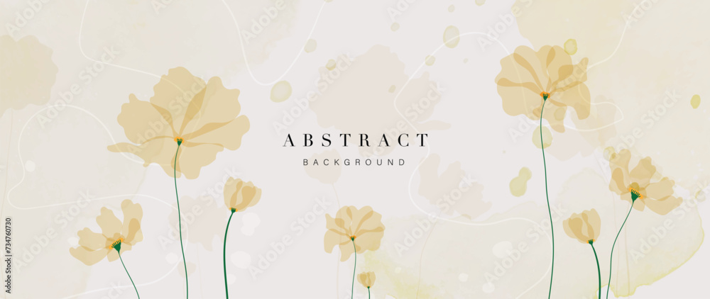 Abstract spring floral art background vector illustration. Watercolor ...