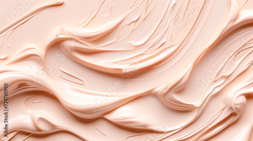 Cosmetic smear cream texture on beige background