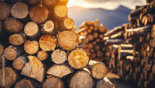 Timber storage background texture. Firewood stock  alternative energy cheap heating