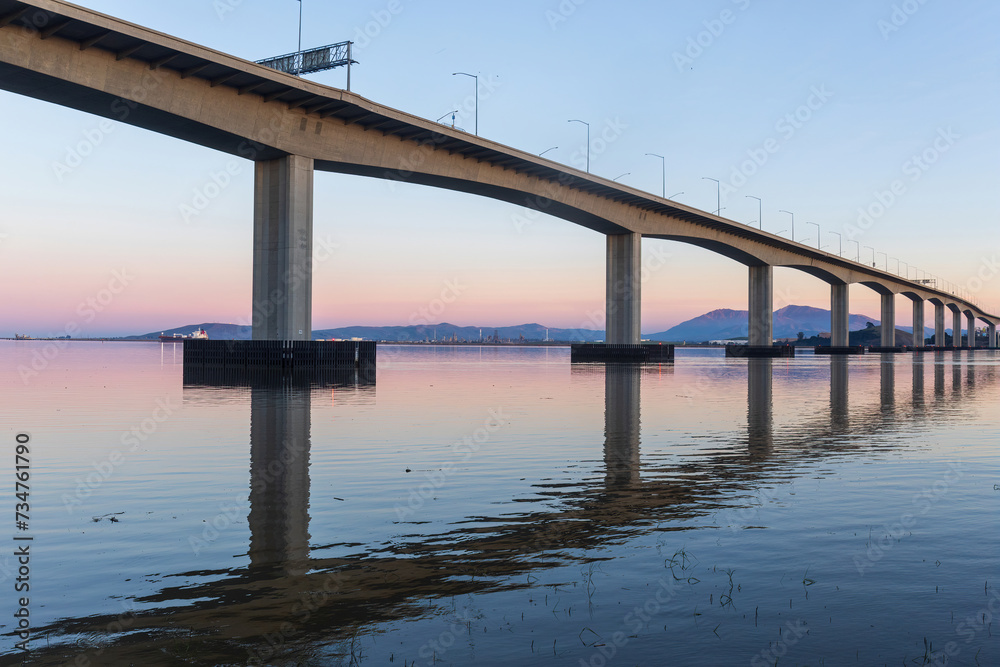 The Benicia-Martinez Bridge, Northbound Span with Mt Diablo in the Background. Solano and Contra Costa Counties, California.