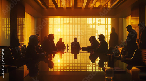 silhouette of business people