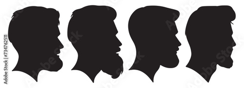 handsome man side face silhouette set vector illustration