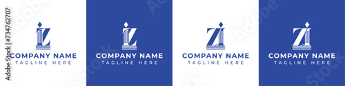 Letters IZ and ZI Pillar Logo, suitable for business with IZ and ZI related to Pillar
