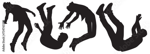 fall people silhouette set vector illustration