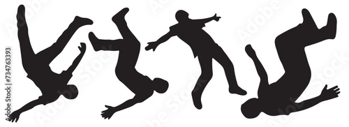 fall people silhouette set vector illustration