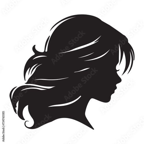 beautiful side face women silhouette vector