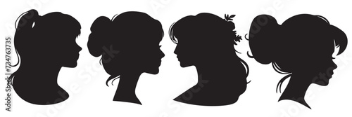 beautiful side face women silhouette set vector illustration © Riana Cableme