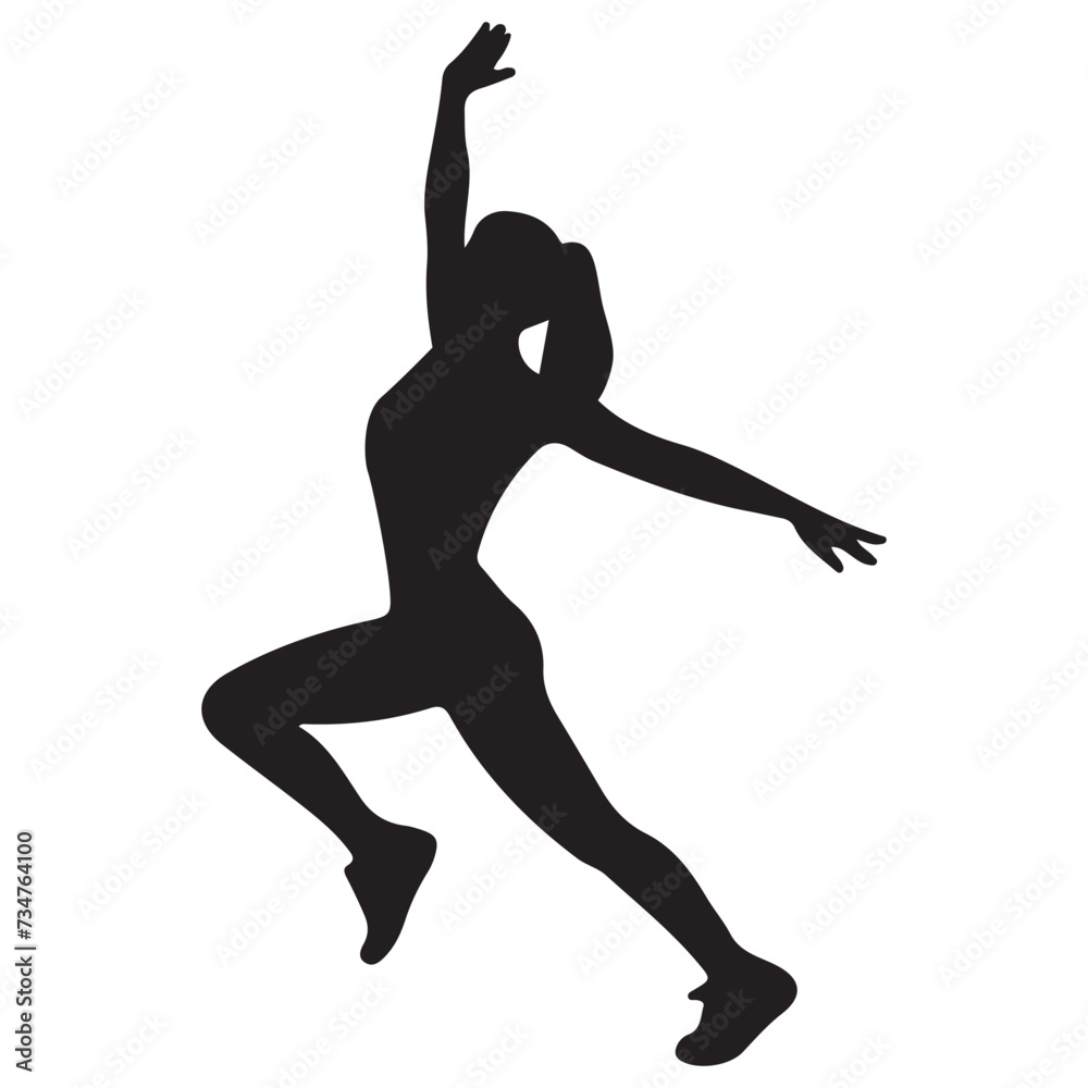 women jump silhouette vector illustration
