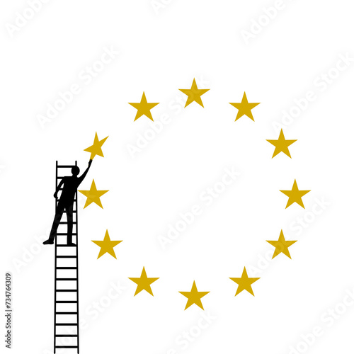Stars in circle icon on transparent. European Union sign