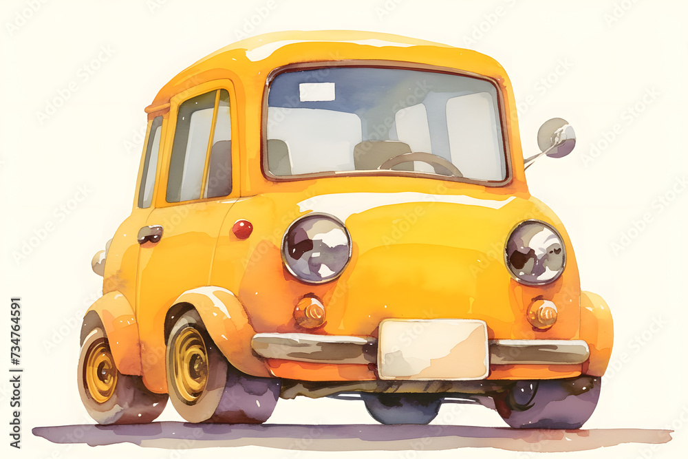 Car cartoon in watercolor style.