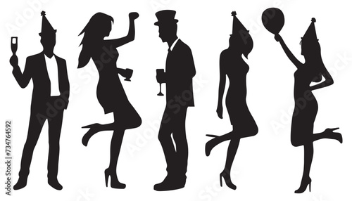 party people silhouette set vector illustration