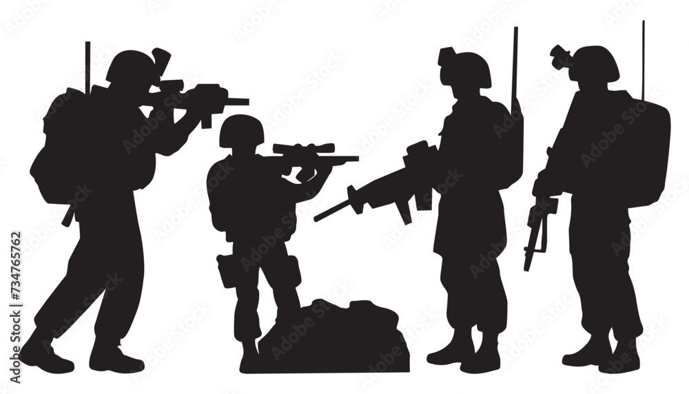 Naklejka premium soldier silhouette set vector illustration