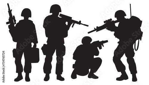 soldier silhouette set vector illustration