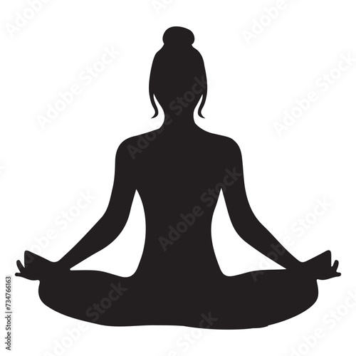silhouette of yoga girl vector illustration