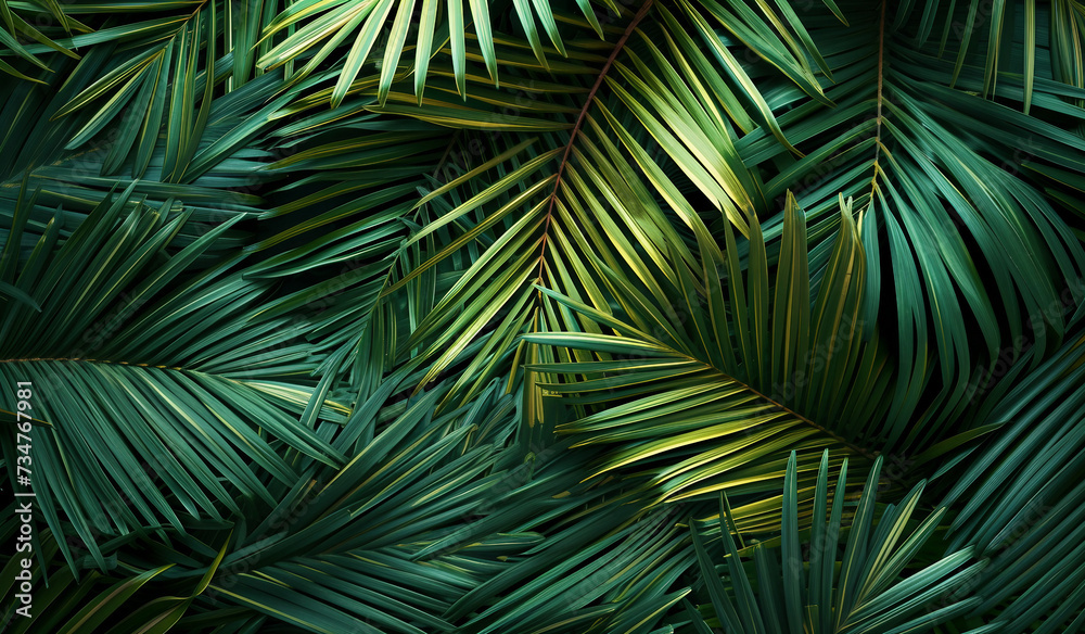 palm tree leaves - obrazy, fototapety, plakaty 