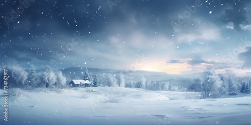 winter background with snow and snowflackes. © candra
