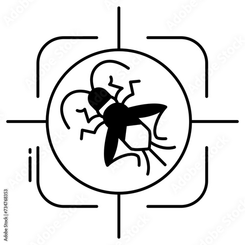 Insect detection glyph and line vector illustration