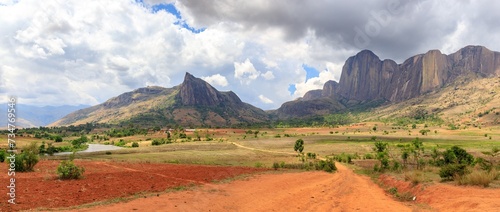 View of Tsaranoro mountain in Andrigitra national park in Madagascar photo