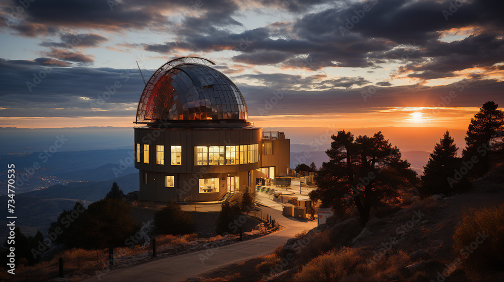 Observatory at Sunset - obrazy, fototapety, plakaty 