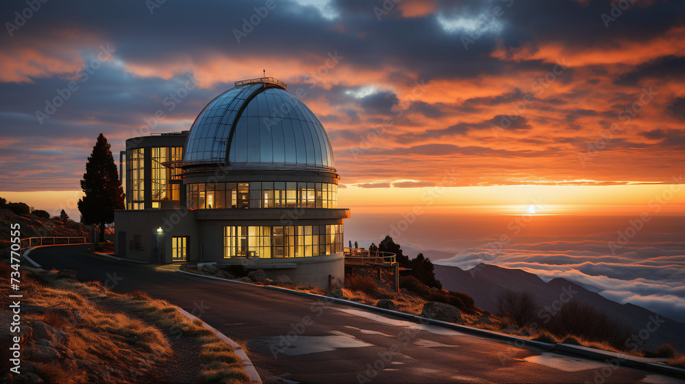 Observatory at Sunset - obrazy, fototapety, plakaty 